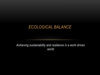 Ecological balance