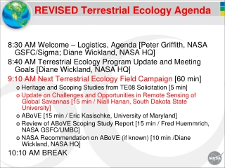 REVISED Terrestrial Ecology Agenda