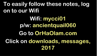 To easily follow these notes, log on to our Wifi Wifi : mycci01 p/w: ancientquail060