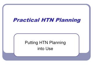 Practical HTN Planning