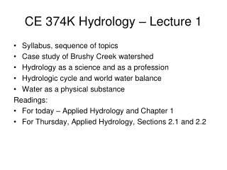 CE 374K Hydrology – Lecture 1