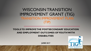 Wisconsin Transition Improvement Grant (TIG) Transition Improvement Plan (TIP)