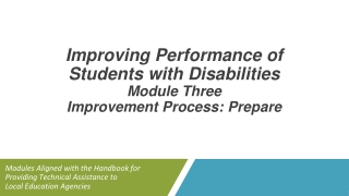 Modules Aligned with the Handbook for Providing Technical Assistance to