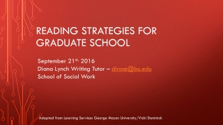 Reading Strategies for Graduate School