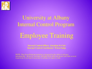 University at Albany Internal Control Program