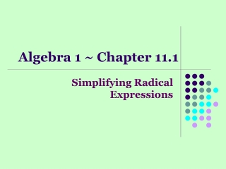 Algebra 1 ~ Chapter 11.1