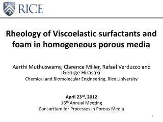 Rheology of Viscoelastic surfactants and foam in homogeneous porous media