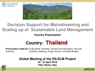 Decision Support for Mainstreaming and Scaling up of Sustainable Land Management