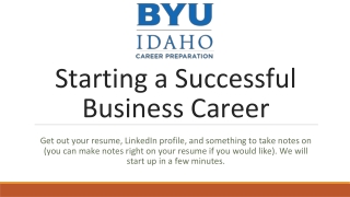 Starting a Successful Business Career