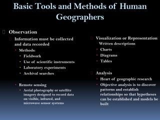 Basic Tools and Methods of Human Geographers