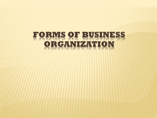 Forms Of Business Organization