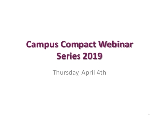 Campus Compact Webinar Series 2019