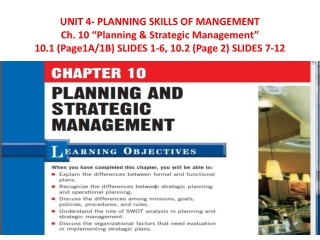 Planning &amp; Strategic Management