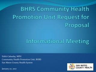 BHRS Community Health Promotion Unit Request for Proposal Informational Meeting