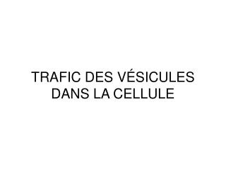 TRAFIC DES VÉSICULES DANS LA CELLULE