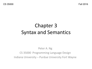 Chapter 3 Syntax and Semantics