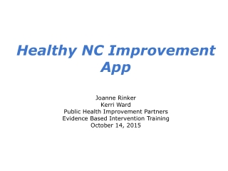 Healthy NC Improvement App