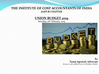 THE INSTITUTE OF COST ACCOUNTANTS OF INDIA JAIPUR CHAPTER UNION BUDGET 2019