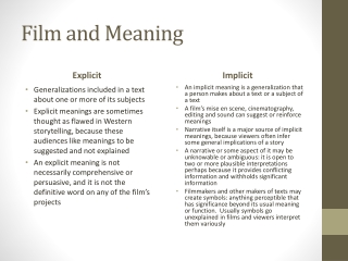 Film and Meaning