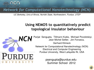 Using NEMO5 to quantitatively predict topological insulator behaviour