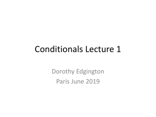Conditionals Lecture 1