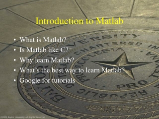 Introduction to Matlab