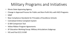 Military Programs and Initiatives