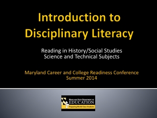 Introduction to Disciplinary Literacy