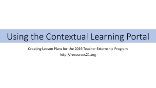 Using the Contextual Learning Portal