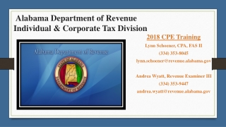 Alabama Department of Revenue 	Individual &amp; Corporate Tax Division