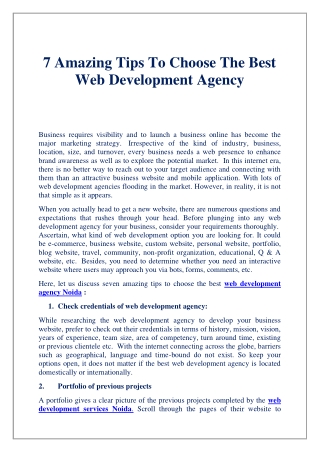7 Amazing Tips To Choose The Best Web Development Agency