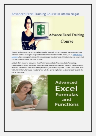 Advance Excel Training in Uttam Nagar