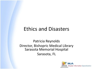 Ethics and Disasters