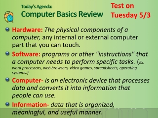 Today’s Agenda: Computer Basics Review