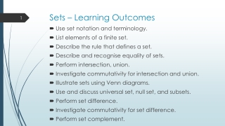 Sets – Learning Outcomes