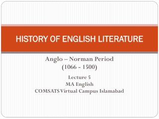 HISTORY OF ENGLISH LITERATURE