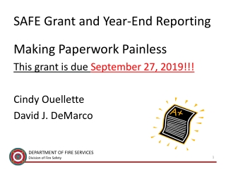 SAFE Grant and Year-End Reporting