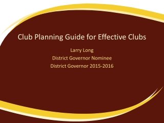 Club Planning Guide for Effective Clubs