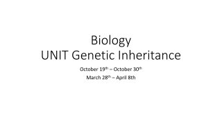 Biology UNIT Genetic Inheritance