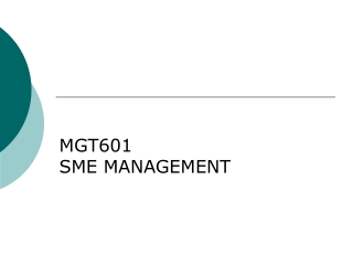 MGT601 SME MANAGEMENT