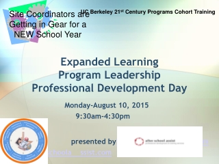 Expanded Learning Program Leadership Professional Development Day