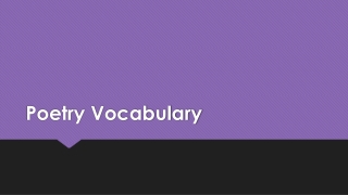 Poetry Vocabulary