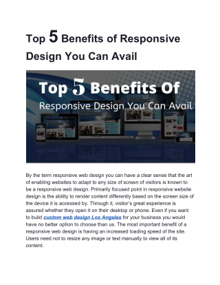 Top 5 Benefits of Responsive Design You Can Avail