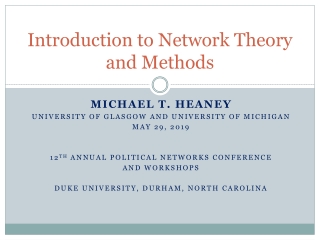 Introduction to Network Theory and Methods