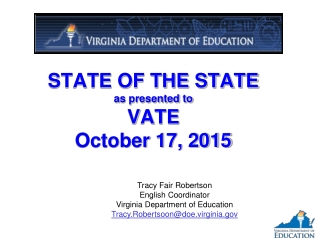 STATE OF THE STATE a s presented to VATE October 17, 2015