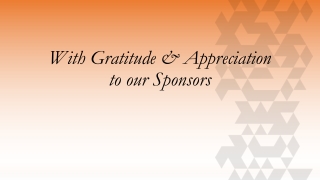 With Gratitude &amp; Appreciation to our Sponsors