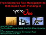 From Enterprise Risk Management to Risk-Based Audit Planning at