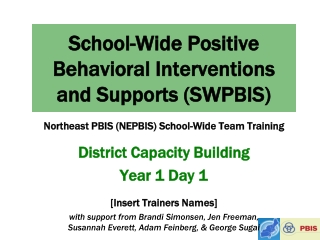 School-Wide Positive Behavioral Interventions and Supports (SWPBIS)