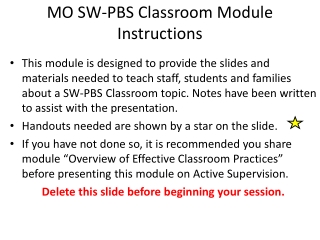 MO SW-PBS Classroom Module Instructions