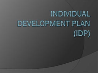 Individual Development Plan (IDP)